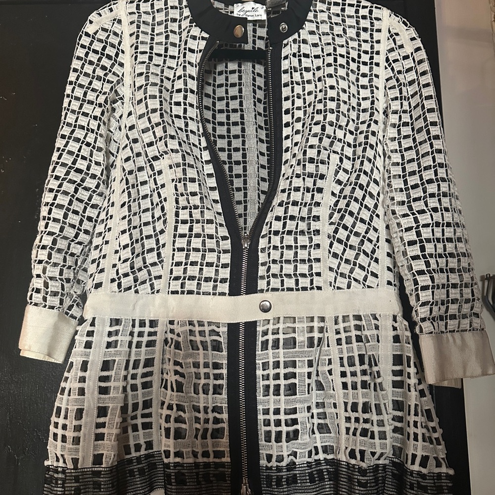 Great white with black trim zipper  jacket.
